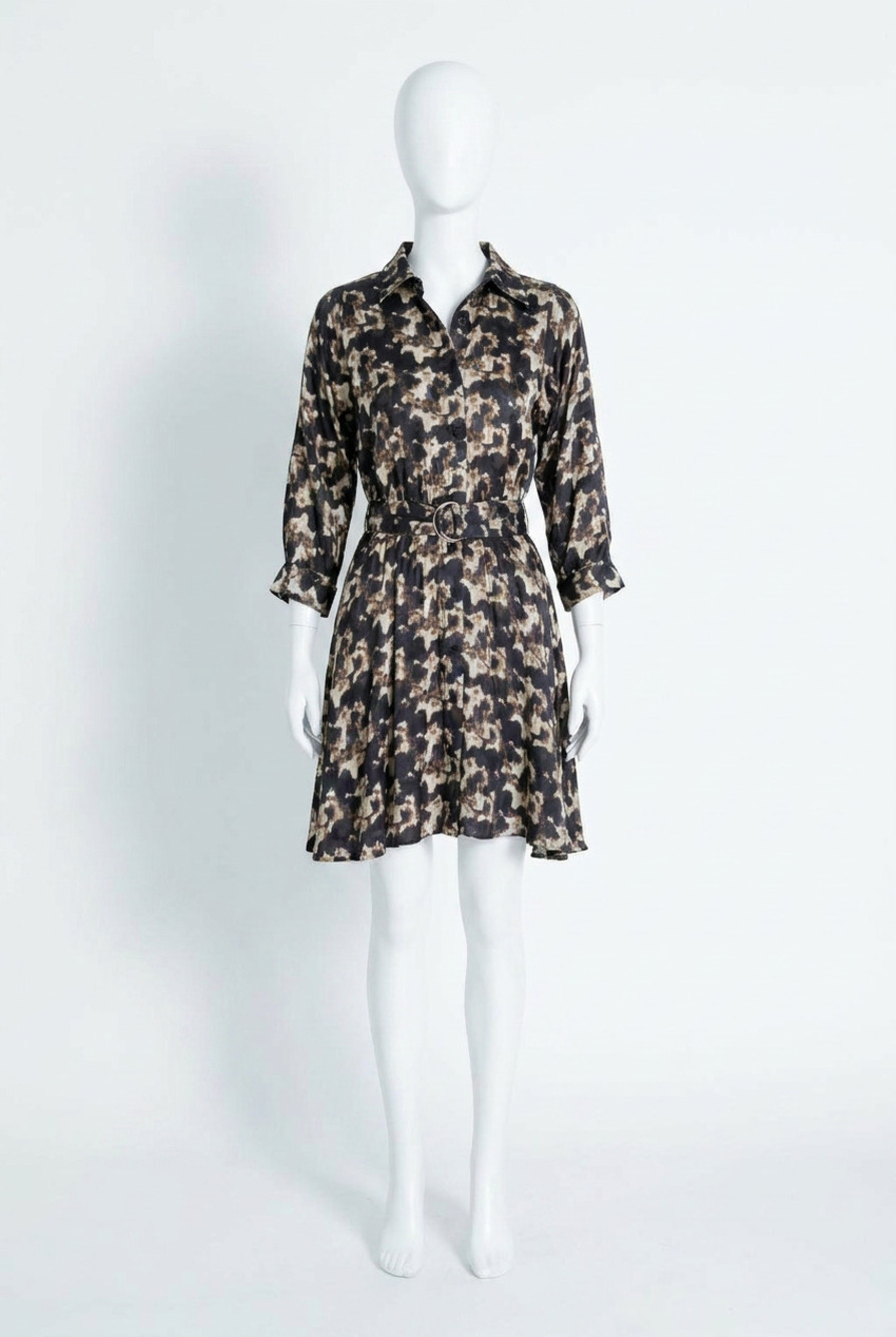 NEW KARINA GRIMALDI mora print mini dress in camo
